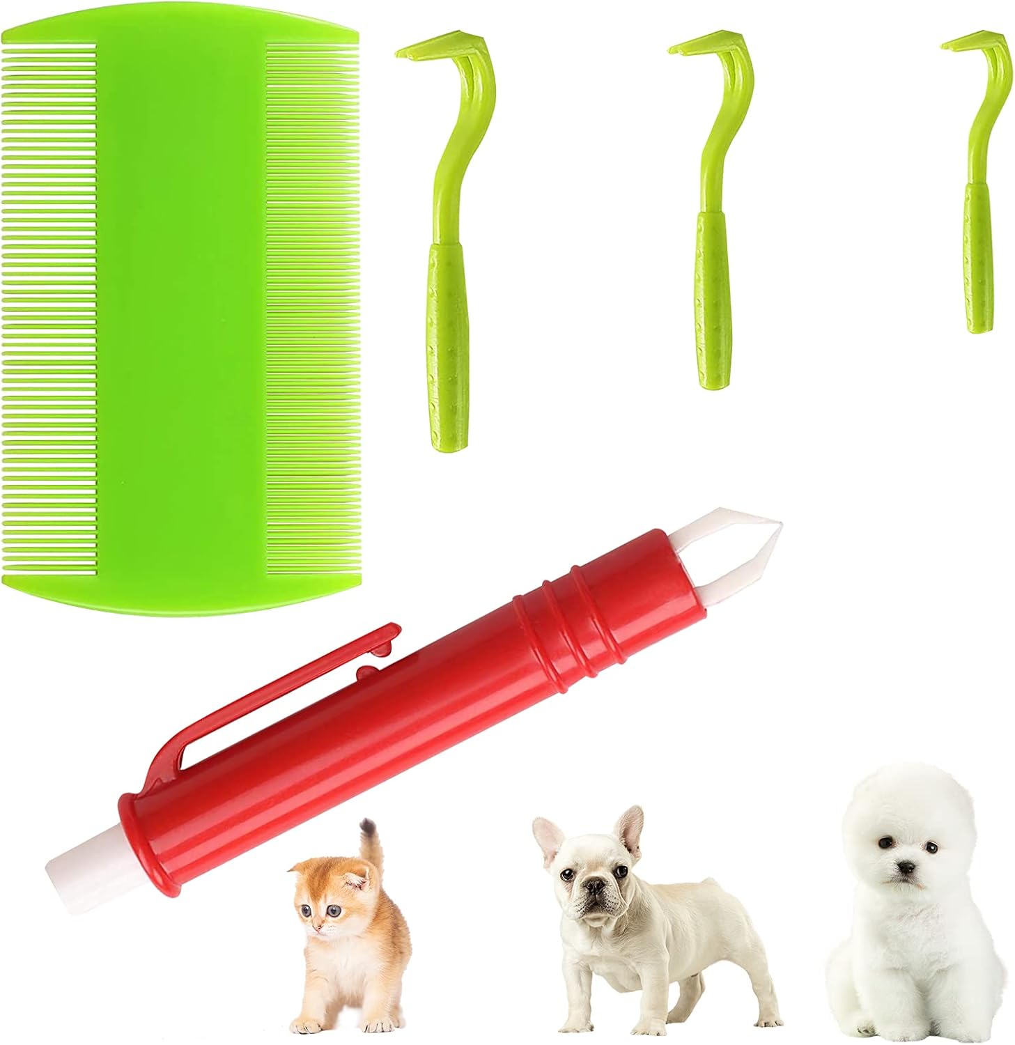 Tick tongs for dogs and cats, set of 3 tick levers, 1 tick tweezers, 1