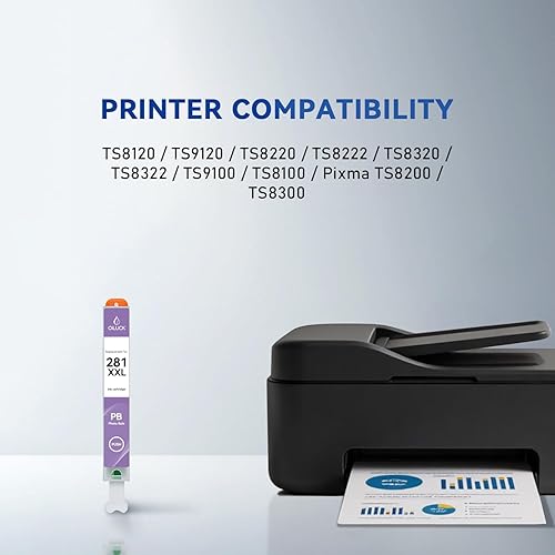 Miniatura 2 de CLI-281 - Cartucho de tinta azul fotográfico compatible con impresoras Canon CLI-281XXL 281 XXL, funciona con impresoras TS9120, serie TS8120,