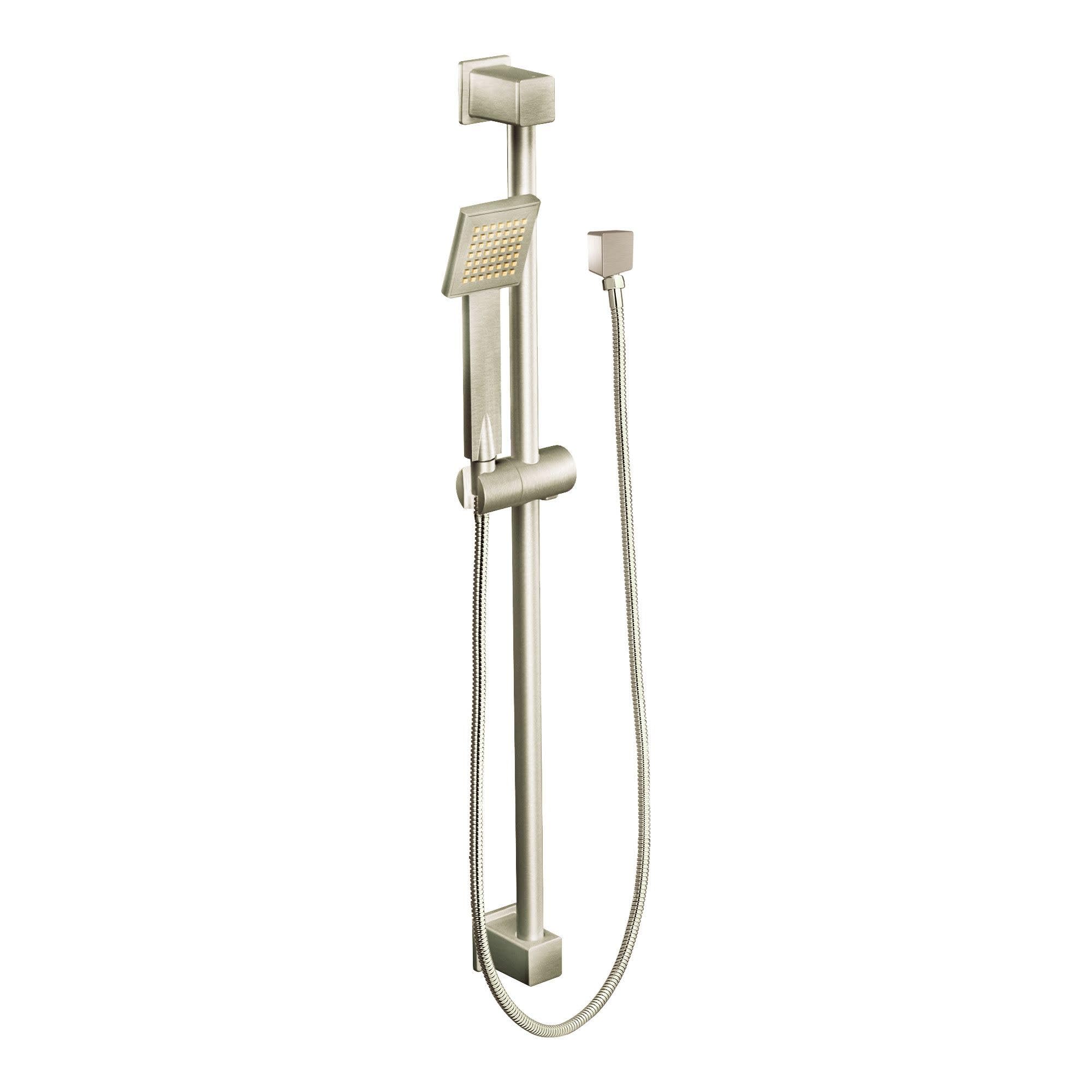 (Brushed Nickel) - Moen S3879EPBN 90 Degree Eco-Performance Handheld Showerhead with 180cm -Long Hose Featuring 80cm Slide Bar, Brushed Nickel