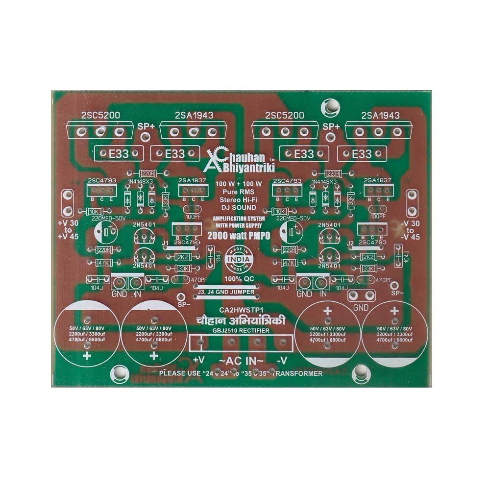 100+100 Watt Class AB Amplifier PCB with Power Supply Section | Hi-Fi Stereo Audio Board | Thick Copper Tracks | Tinned FR4 | DIY Amplifier PCB-picture-25