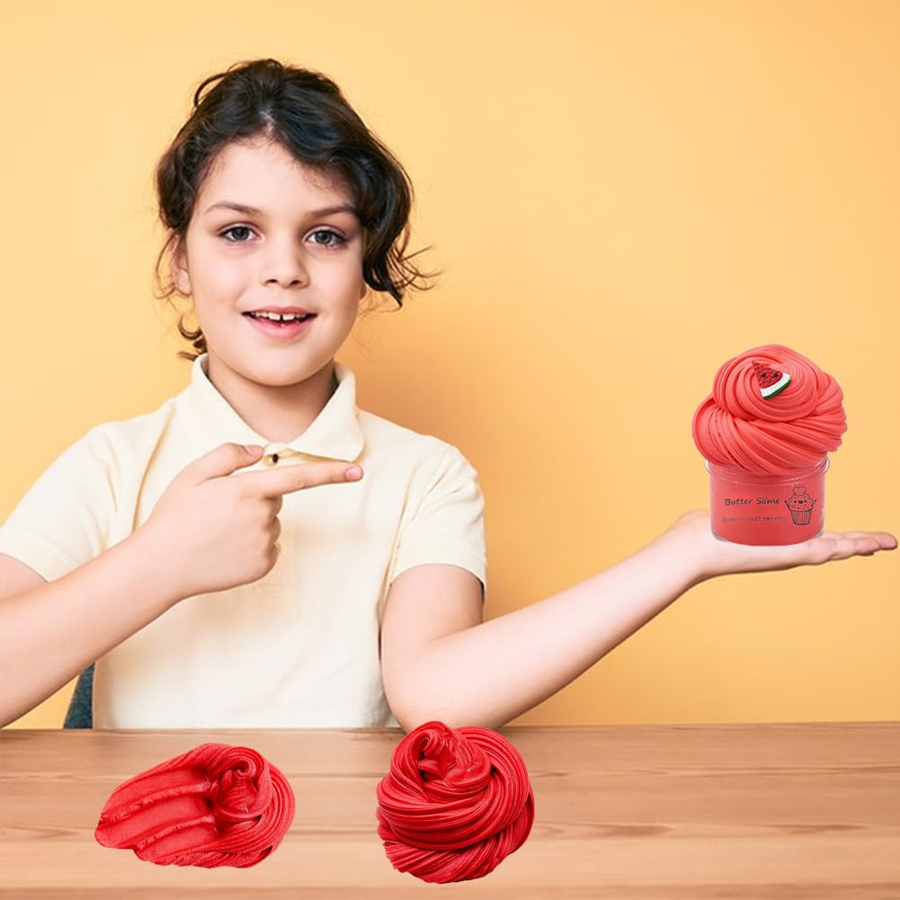 Pastèque Snow Fizz Fluffy Slime - Jouet Sensoriel Extensible Et Doux - Cadeau Idéal Pour Enfants De 8 à 12 Ans