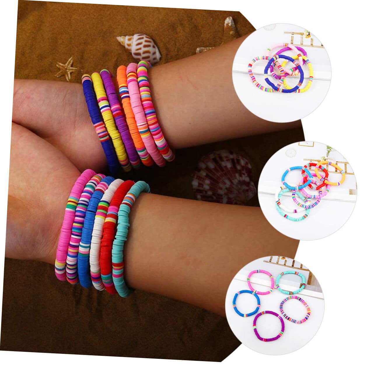 24 braccialetti in argilla alla moda per donne braccialetti bohemien perline di argilla braccialetti braccialetto perline pacchetto braccialetto elastico bohemien impilabile perline bracciali colore misto Miss set