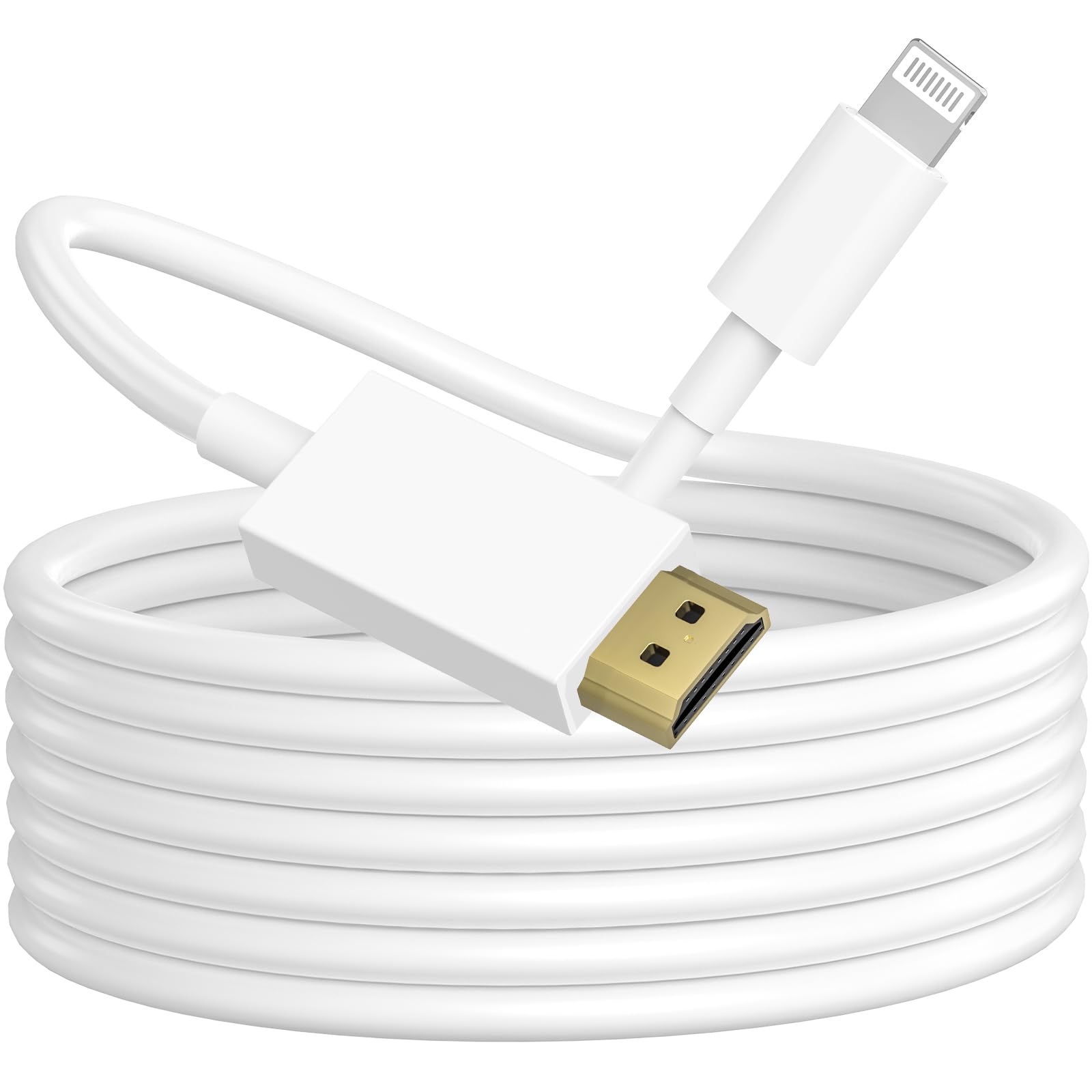 [Apple MFi Certified] iPhone Lightning to HDTV Adapter Cable (6.6FT-White), Compatible with iPhone 14 13 12 11 Pro, SE, Xs XR X, 8 7 iPad iPod, Sync Screen on HDTV/Projector/Monitor -No Need Power