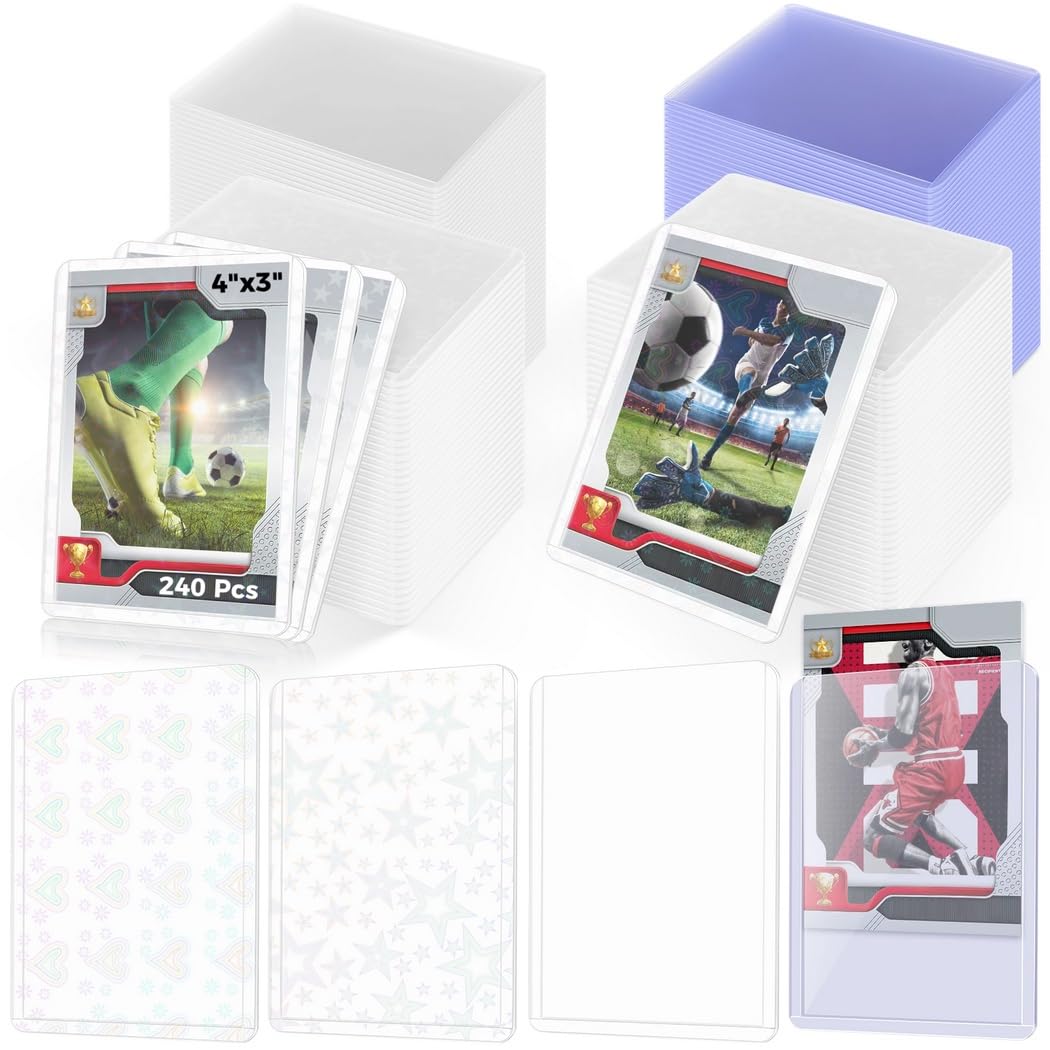 240 Stück transparente Kunststoff-Kartenhüllen, 3 x 4 Sammelkartenhalter, Schutzhüllen für Sport, Spiel und Sammelkarten