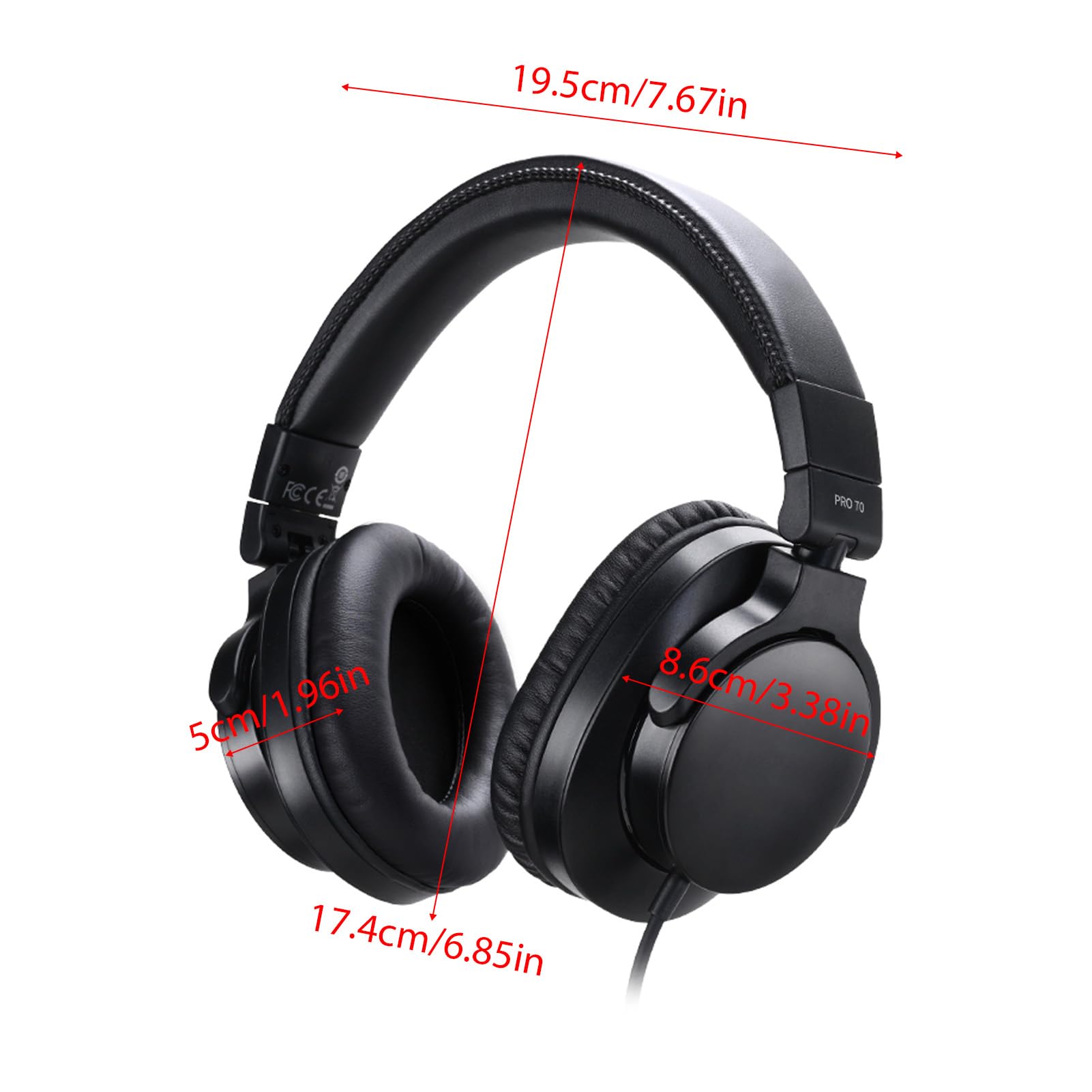 Fockety Auriculares de Estudio, con Auriculares con Auriculares para Orejas Monitor de Estudio Mezcla de Auriculares DJ Estéreo Auriculares DJ Monitoreo para la Computadora Portátil de