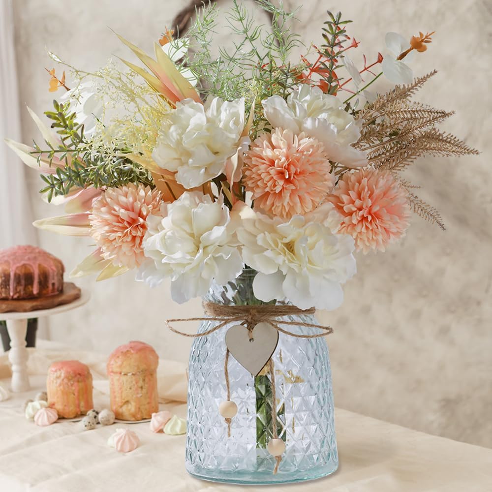 LESING Artificial Flowers in Vase, Silk Faux Flowers Arrangement Rose Bouquets with