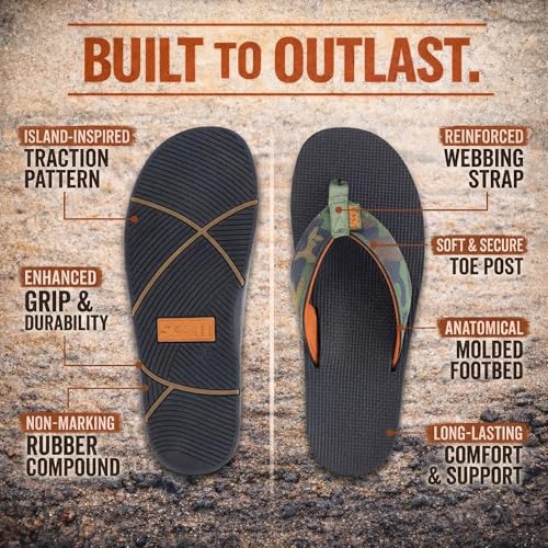 Image of Scott Hawaii Kaikane Men's Slipper | Hawaii Inspired Designs | Neoprene Lined Nylon Strap | Arch Support | Podiatrist Recommended Sandal