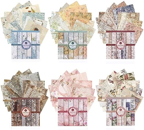 Papier Scrapbooking Vintage Fleurs - 180 Feuilles + Autocollants Transfert - Pour Journal, Album Photo, DIY