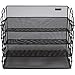 Stackable Paper Tray Desk Organizer, 4-Tier Metal Mesh Letter Organizers for Business, Home, School, or Store Use, Organizes Files, Folders, Letters, Paper, Binders, Multi-Functional Desktop Storage