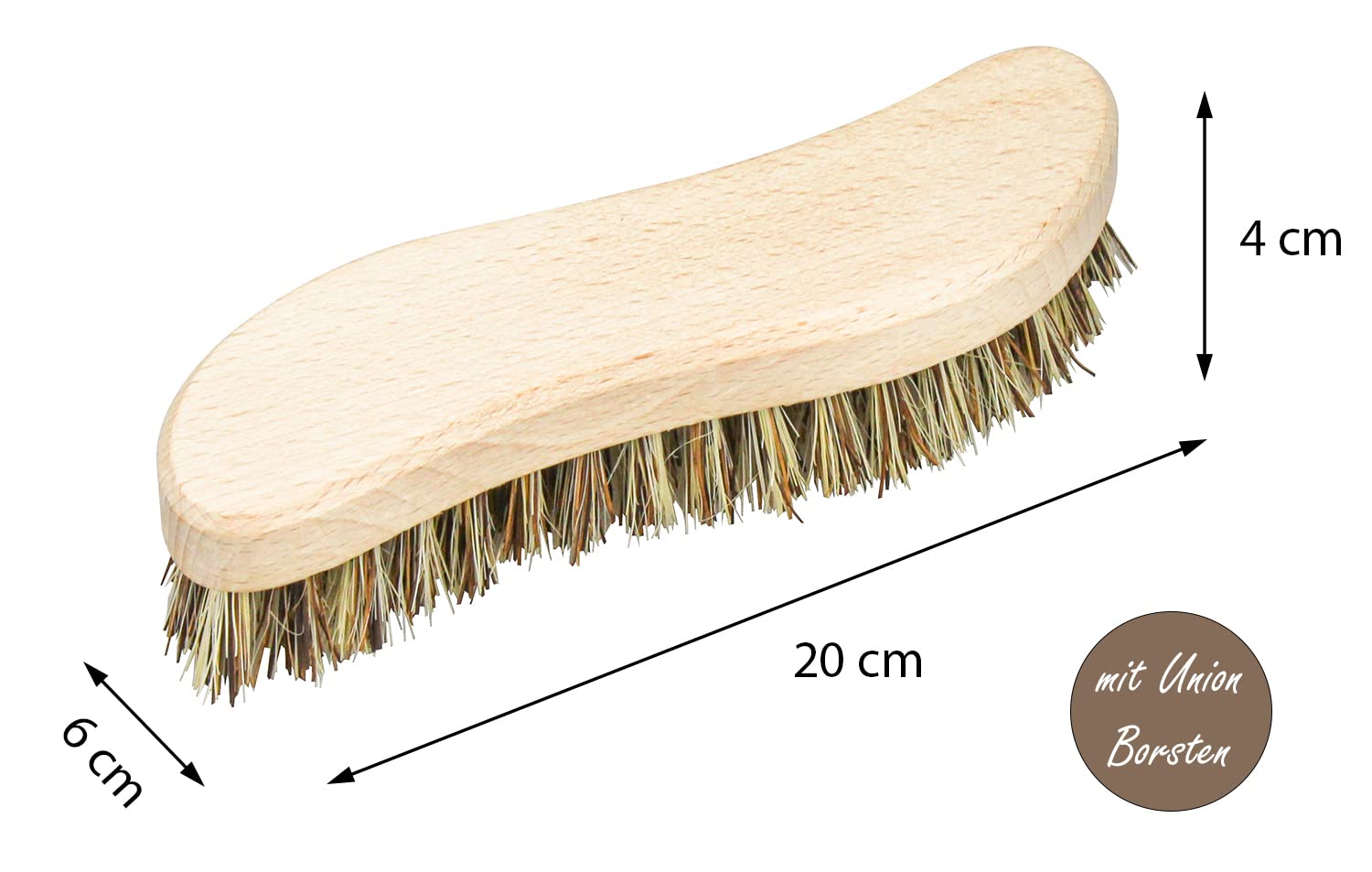 Novaliv 10x Handbürste aus stabilem Holz mit Union Borsten Nagelbürste Bürste für Hand Nägel und Finger S-Form für professionelle Reinigung ergonomischer Griff Handwerkerbürste