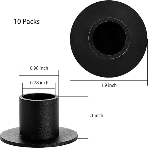 Miniatura 2 de ZENFUN Juego de 10 portavelas cónicos, portavelas negro hierro a granel, centro de mesa a granel, portavelas negro mate para decoración del hogar,