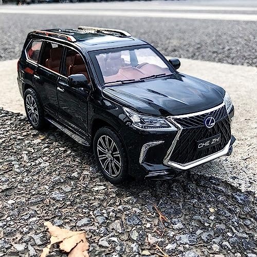 Image of 1:24 Lexus 570 Off-Road Luxury SUV Model Diecast Car, Zinc Alloy Pull Back Toy with Sound & Light, for Kids Boys & Girls (Black)