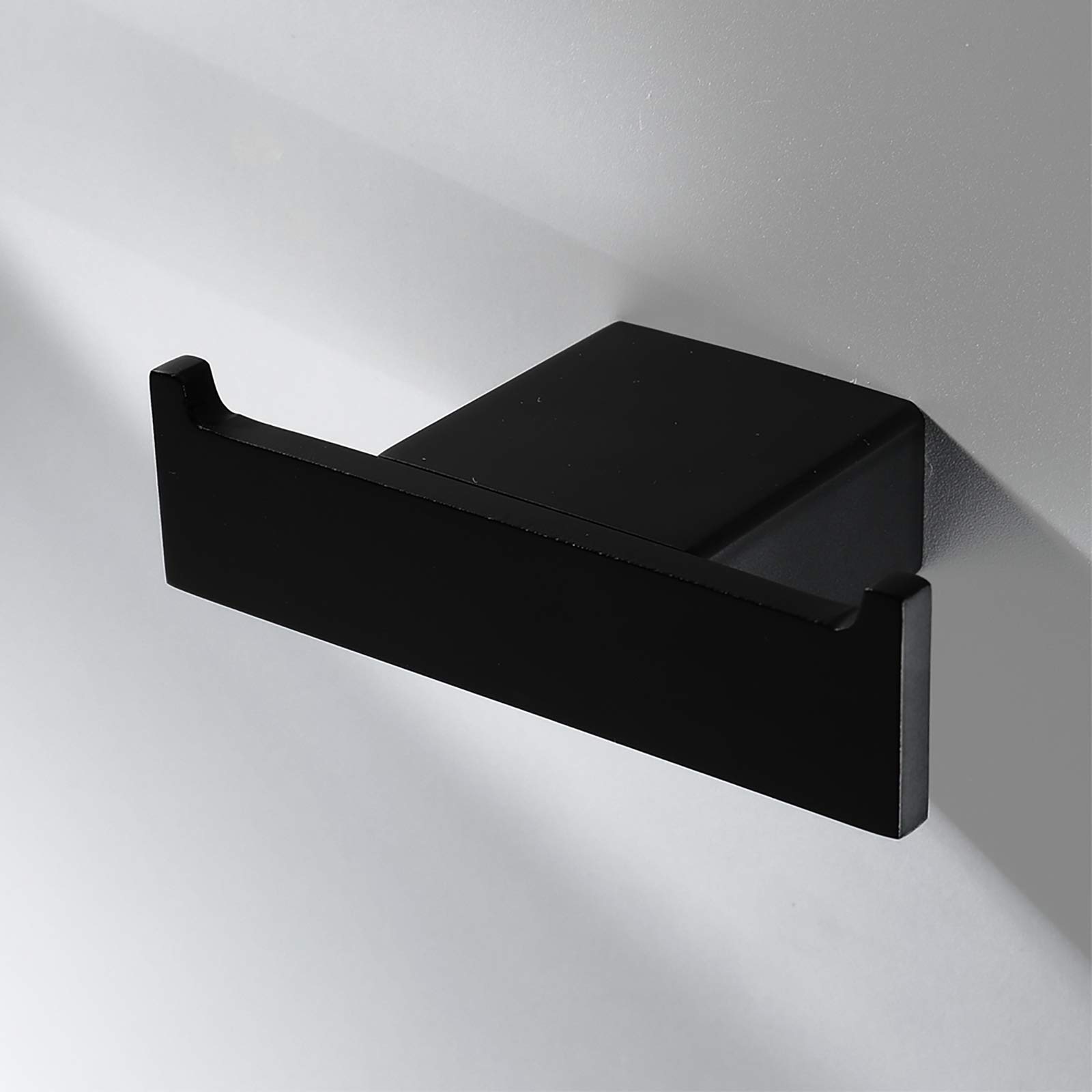 Handtuchhaken Schwarz Kleiderhaken Doppelhaken Wandhaken 304 Edelstahl Mantelhaken, Doppelt Garderobenhaken für Küche, Büro, Bad, Schraube Installation,4 Hooks