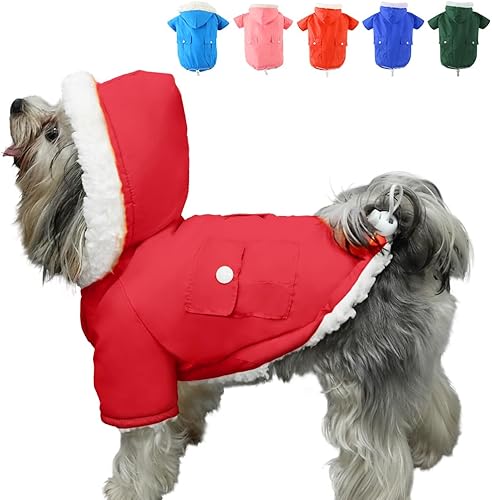 EMUST - Abrigo de invierno para perros, abrigos para perros pequeños para invierno, sudadera con capucha para perro con bolsillos, ropa cálida para