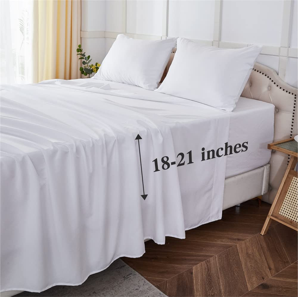 Parure De Lit 6 Pièces Grand Lit En Microfibre Douce - Vert Sauge - Poches Profondes (35 Cm) - Infroissable, Respirante