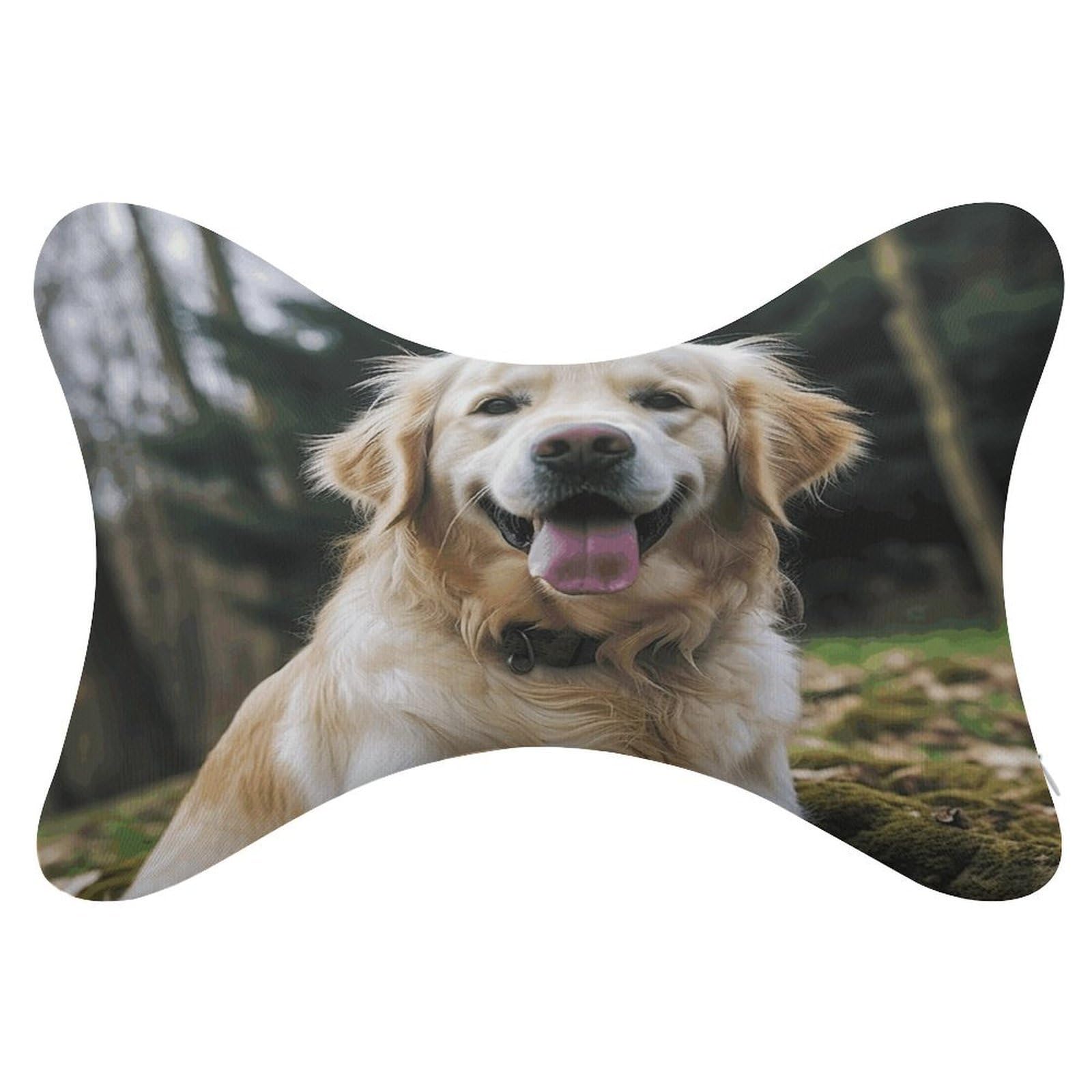 VstaDank Funny Golden Retriever Car Neck Pillows 2 Pack Removable Ergonomic Cervical Support Pillow Fashion Cozy Bone Shaped Pillows Soft Car Headrest Pillow for Office Airplane Most Car