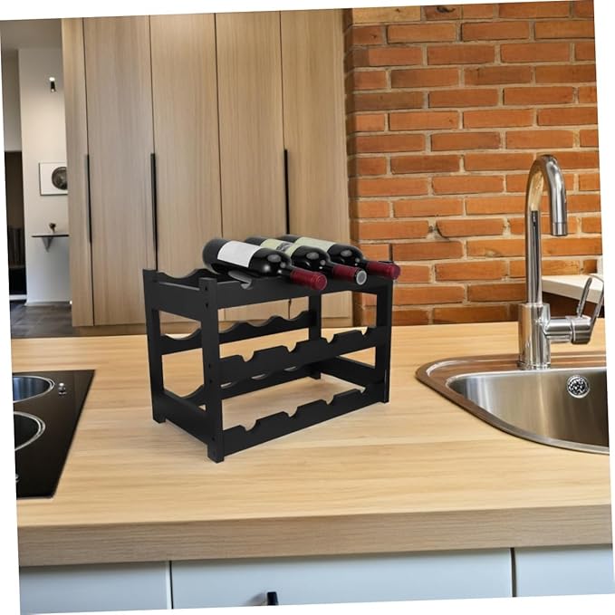 Organizador de Vinos Mobestech 3 Niveles, Soporte para Botellas de Bambú miniatura 2