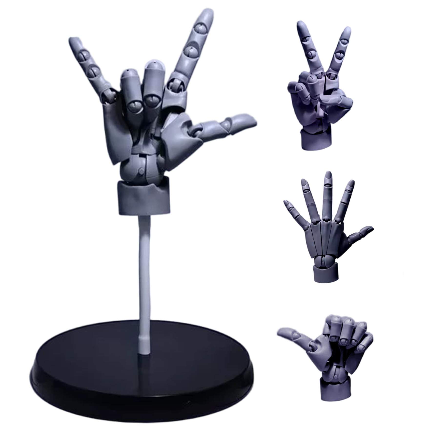 2PCS Handmodell 1:1 Gelenkhandmodell zum Zeichnen bewegliche Gelenk-Mannequin-Hände mit Sockel zum Zeichnen, Malen, Skizzieren 14, 2 Zoll (rechts + links)