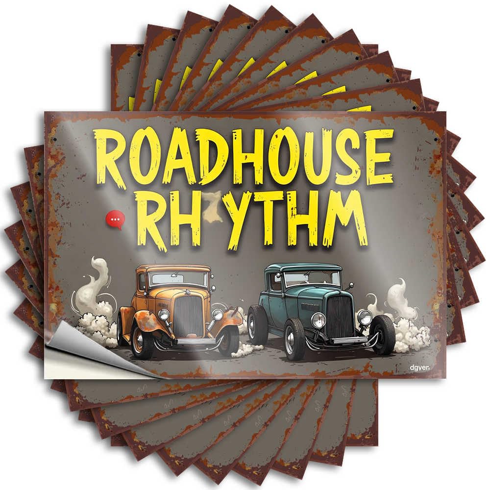 Country Stuff Decal - Cute Free Hard Roadhouse Rhythm: Classic Cars in Action(6X9CM)