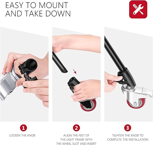 Miniatura 12 de Neewer Juego de 3 ruedas giratorias profesionales con 2.953 in de diámetro, construcción de metal duradero con base de goma, solo compatible