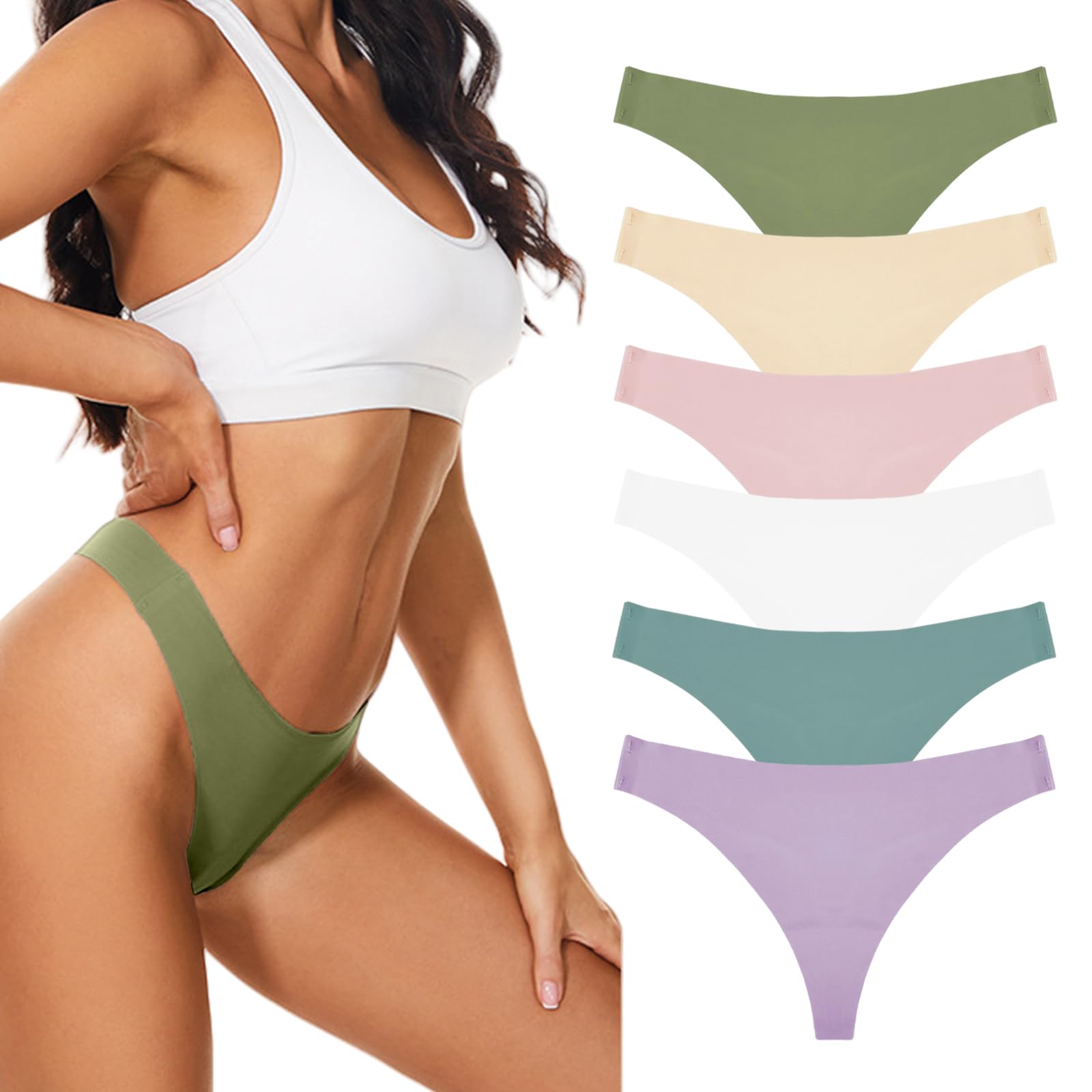 flintronic String Tanga Damen Nahtlos, Seamless Slip, Frauen Nahtlose UnterwäSche, Unterhose No Show Microfaser, Ohne Naht Unsichtbare Unterhosen, Invisible Women Thong Underwear, Atmungsaktiv