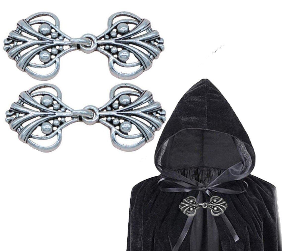 Danlai Vintage Sweater Swirl Clip 2pcs Sew on Cape Cloak Clasp Retro Cardigan Clip Dress Shawl Brooch Clip for Girl Women