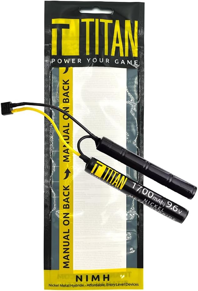 Titan Batteries Nimh Airsoft Battery Compatible with AEG Airsoft Gun - 9.6V, 1700 mAh Nunchuck