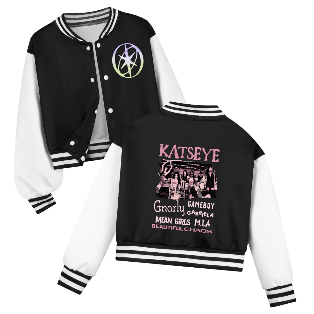 KATSEYE Sudadera de béisbol para niñas manga larga con botones diseño álbum de música
