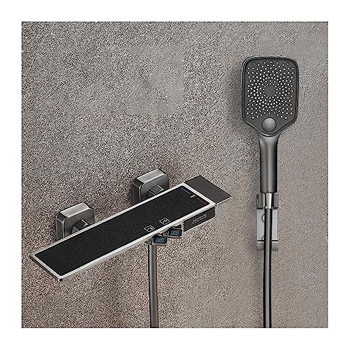 Panneau de douche gris anthracite en deux parties avec écran digital pour douche simple - 2