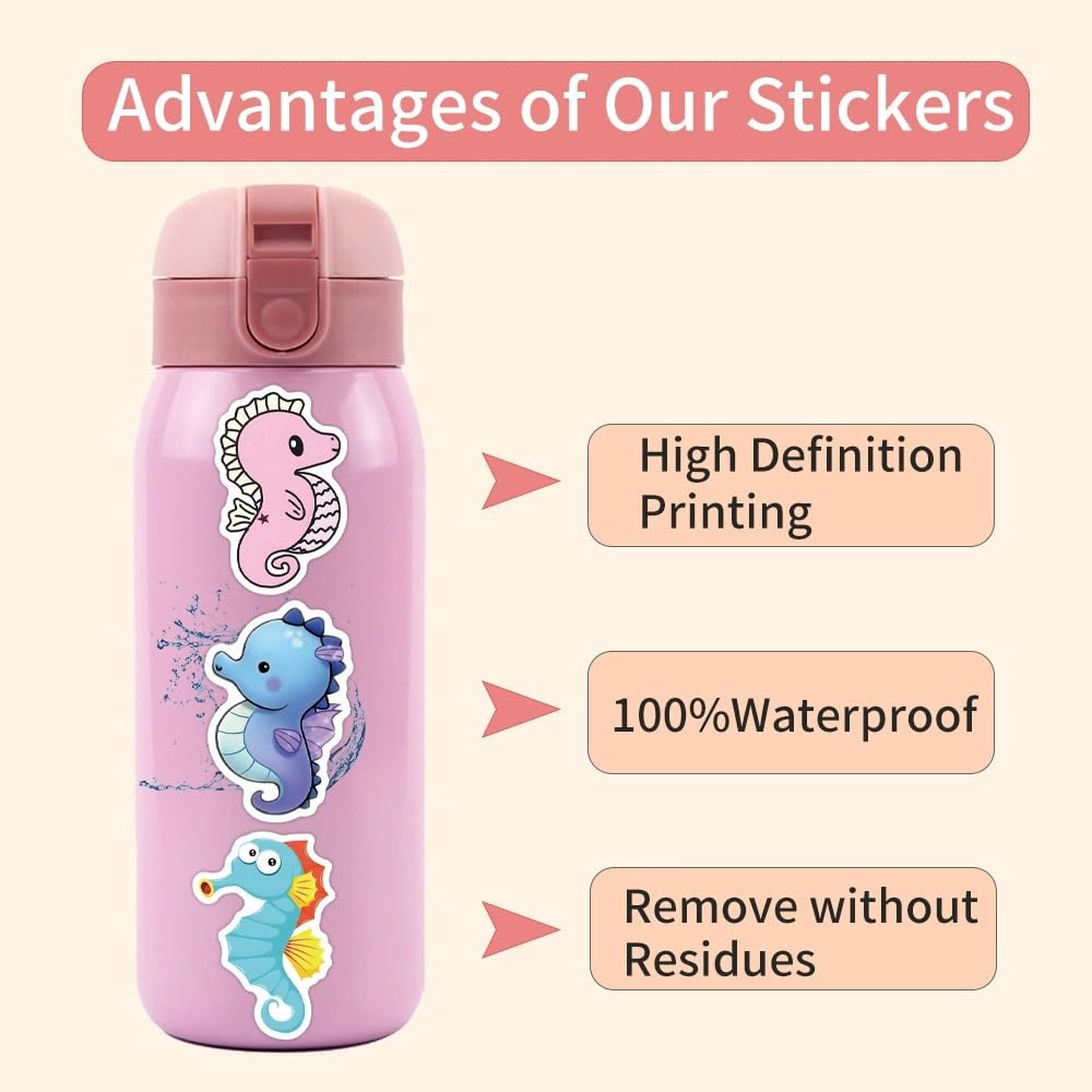 Set Da 50 Adesivi In Vinile Seahorse – Motivi Creativi Per Auto, Moto, Skateboard, Computer, Bagagli E Caschi (2.2-2.4 Pollici, Impermeabili)