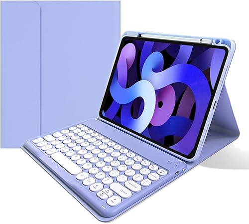 kaitesi Funda de teclado para iPad de 10 generación de 10.9 pulgadas, teclado redondo desmontable Bluetooth y soporte para lápiz para iPad 10 2022