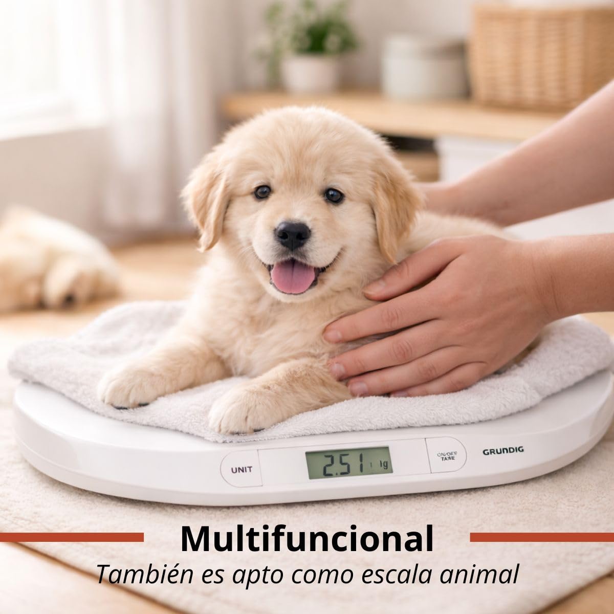 Grundig Bascula Bebe Digital - Bascula Bebe Recien Nacido - Bébes Hasta 20 G - 10 GR de Precisión - Función de Tara - Blanco