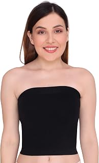 PLUMBURY Women's Seamless Strapless Relaxed Fit Crop Top Tube Top Inner Camisole Price In India