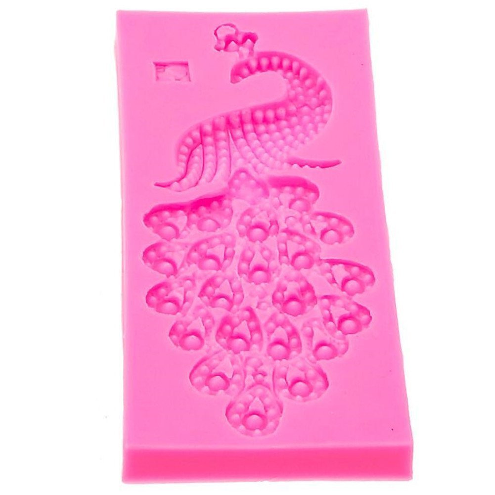 Valink 3D Peacock Shape 3D Peacock/Eaves Shape Lace Mat Mould Fondant Silicone Sugar Baking Mold Diy Cake Decorating Tools Bakeware Mat Pad For Wedding Birthday Party Cake