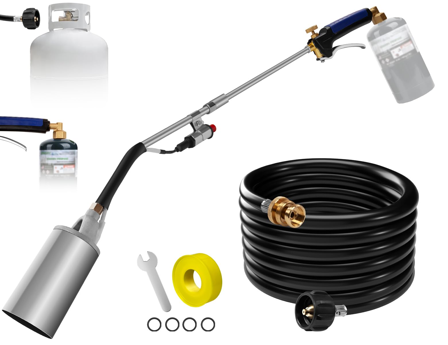 Désherbeur thermique propane 1 800 000 BTU avec tuyau de 3m pour jardinage et toiture