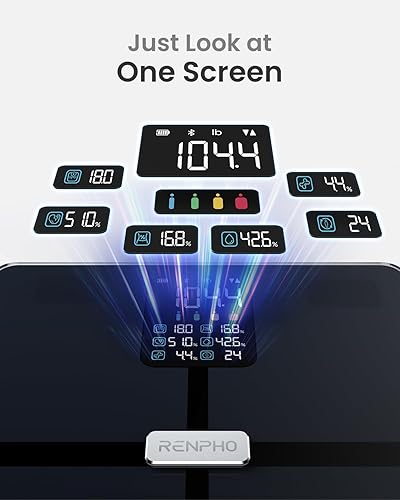 Miniatura 2 de RENPHO Báscula para peso corporal, báscula inteligente con IMC, grasa corporal, masa muscular, Bluetooth, 13 métricas con pantalla grande,