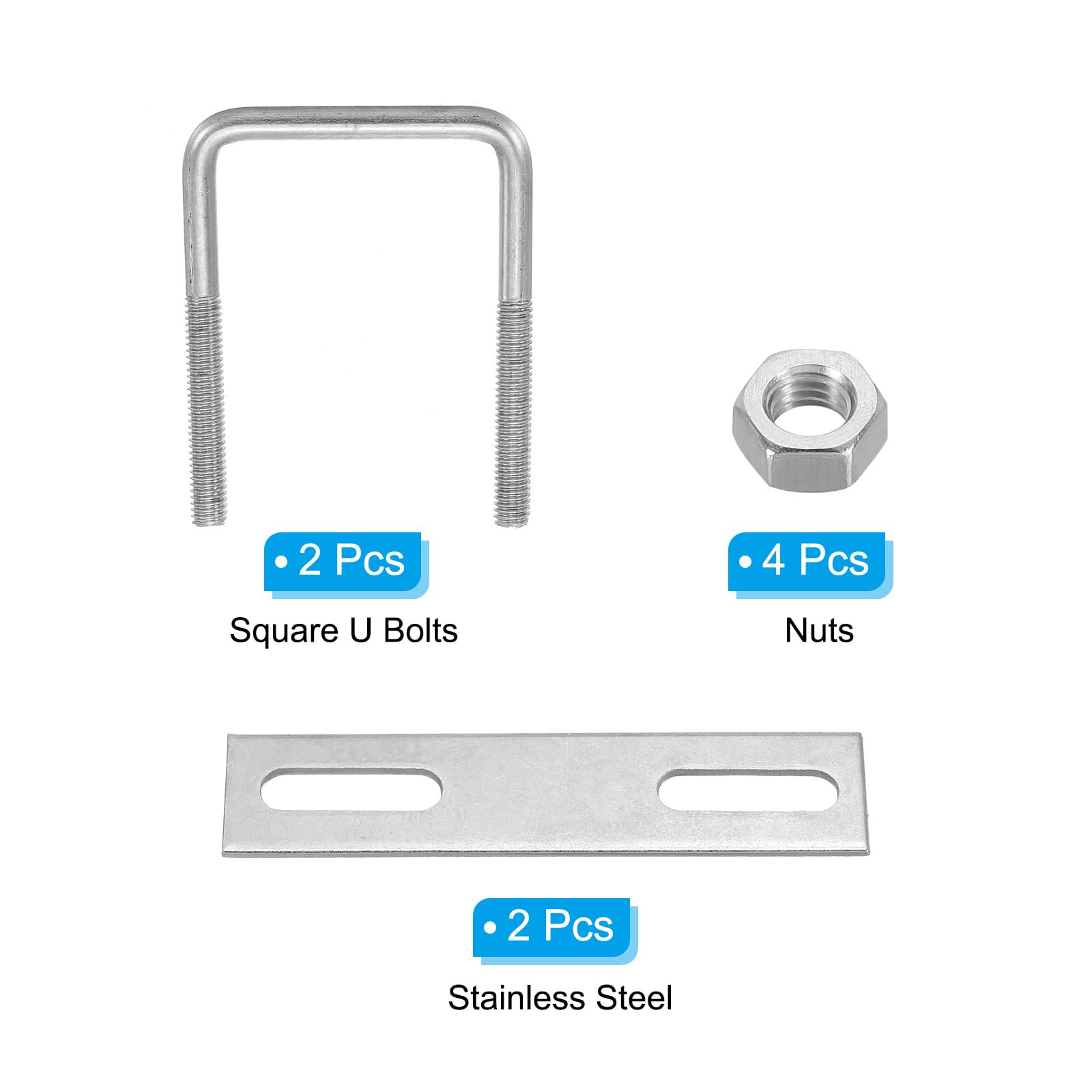 PATIKIL M6x45x75mm Square U-Bolts Kit - Image 3