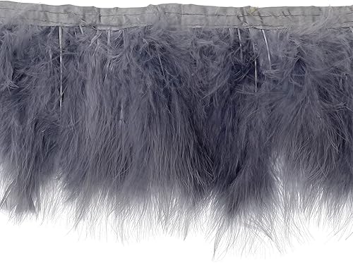 Miniatura 9 de Turquía Marabou Hackle - Adornos de flecos de plumas decorativas para manualidades, paquete de 2 yardas (blanco)