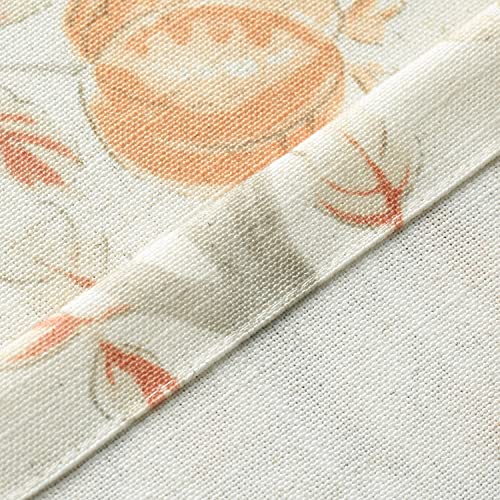 Vogol Rod Pocked Tie Up Shade For Bathroom, Orange Flower Design Window Treatment For Farmhouse, Adjustable Linen Textured Valance 18 Inch Length, 1 Panel #TOP5