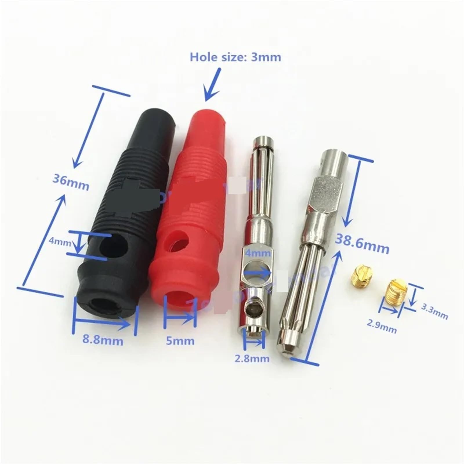 Lot de 100 fiches bananes empilables sans soudure de 4 mm, 32 A, grand courant, haute tension, tête de connecteur banane à 7 broches(Blue)