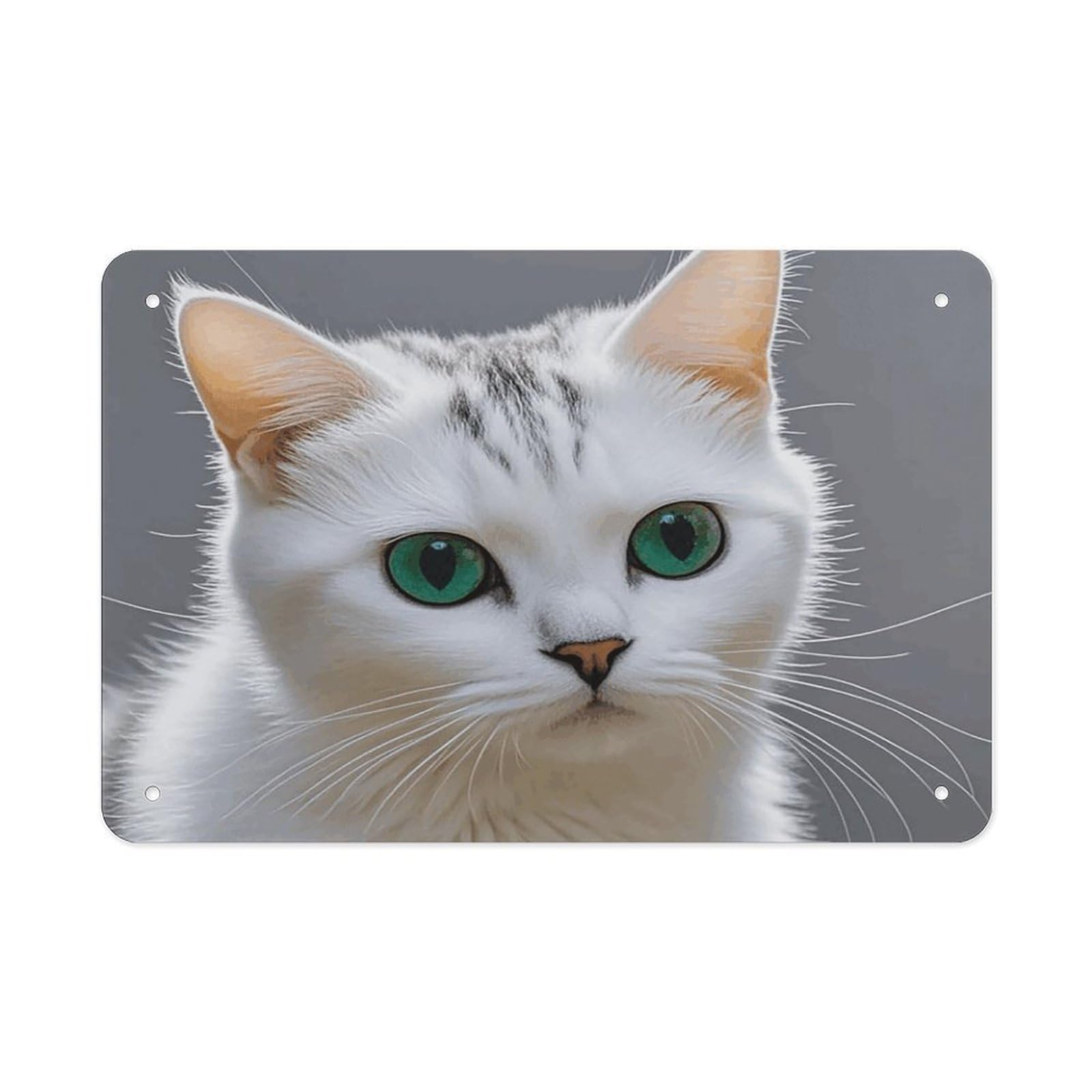 Fodpand Style Cute White Cat Wall Art Metal Signs Tin Sign