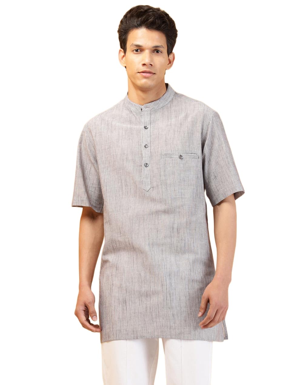 fabindia Blue Cotton Striped Short Kurta-picture-29