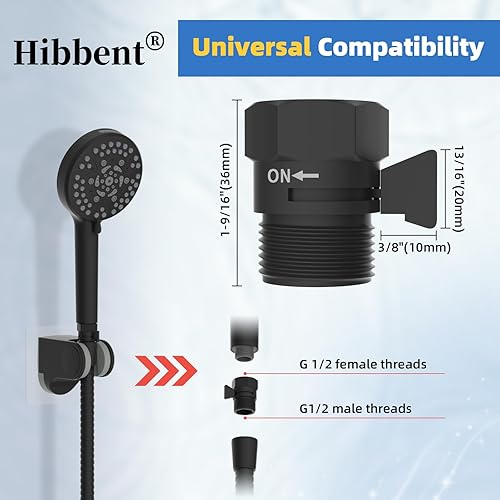 Miniatura 4 de Hibbent Paquete de 3 válvulas de control de flujo de cabezal de ducha totalmente de metal, válvula de cierre de latón G12 con palanca de mango de