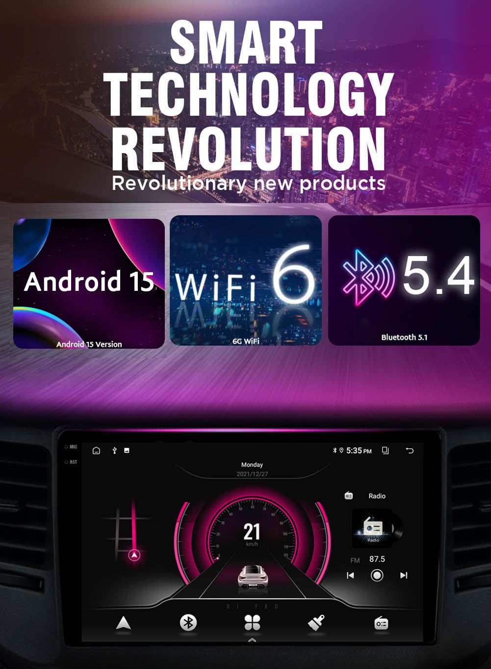 Autoradio da 7 pollici per Lancia Ypsilon Chrysler Ypsilon 2011-2020 Android 15 Carplay Navigazione Radio Lettore Video Multimediale Touch Screen Bluetooth GPS WiFi Android Auto (4 Core 2+32GB)