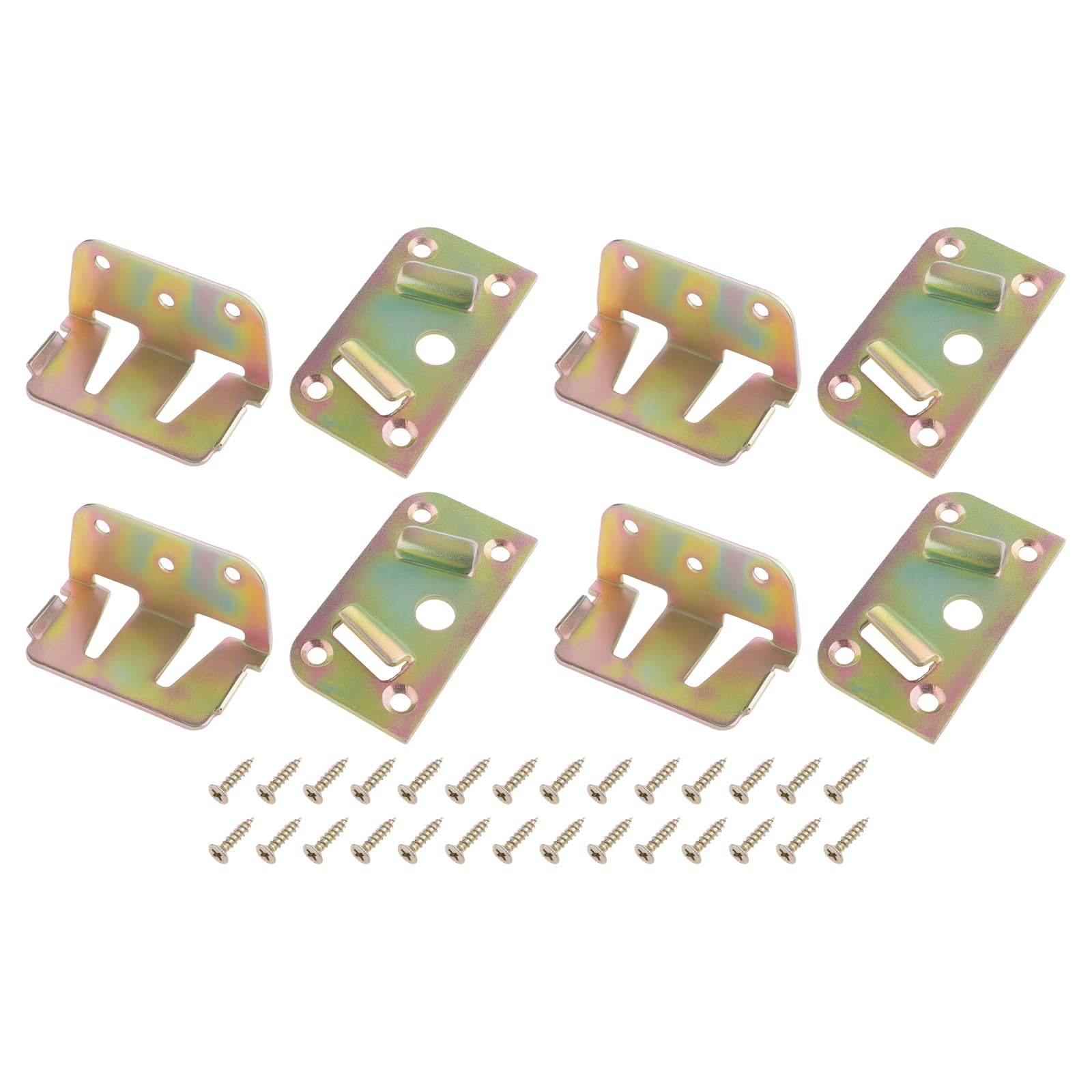 Be In Your Mind 4 Sets Bed Rail Brackets Metal Connecting Corners Bed Connectors Bed Centre Beam Support Fitting For Bed Beam Support Bed Frame Fixing, Colored Zinc