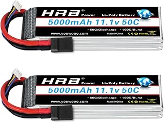 HRB 2packs 3S 5000mAh Lipo Battery 11.1V 50C RC Lipo Battery with TR Plug Compatible with RC Helicopter Airplane Car Boat Truck