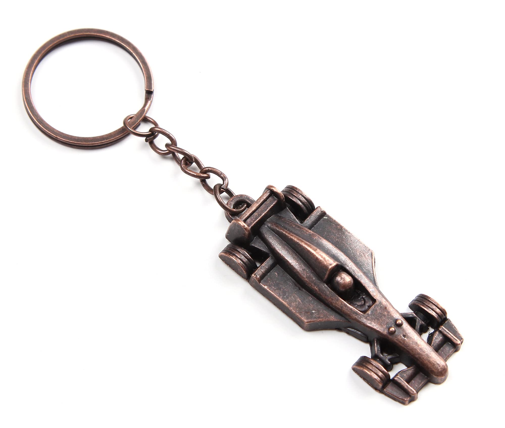 Komonee Men's Bronze Formula Racing Car Keyring – Metal F1-Style Race Car Keychain, Motorsport Gift For & Wo