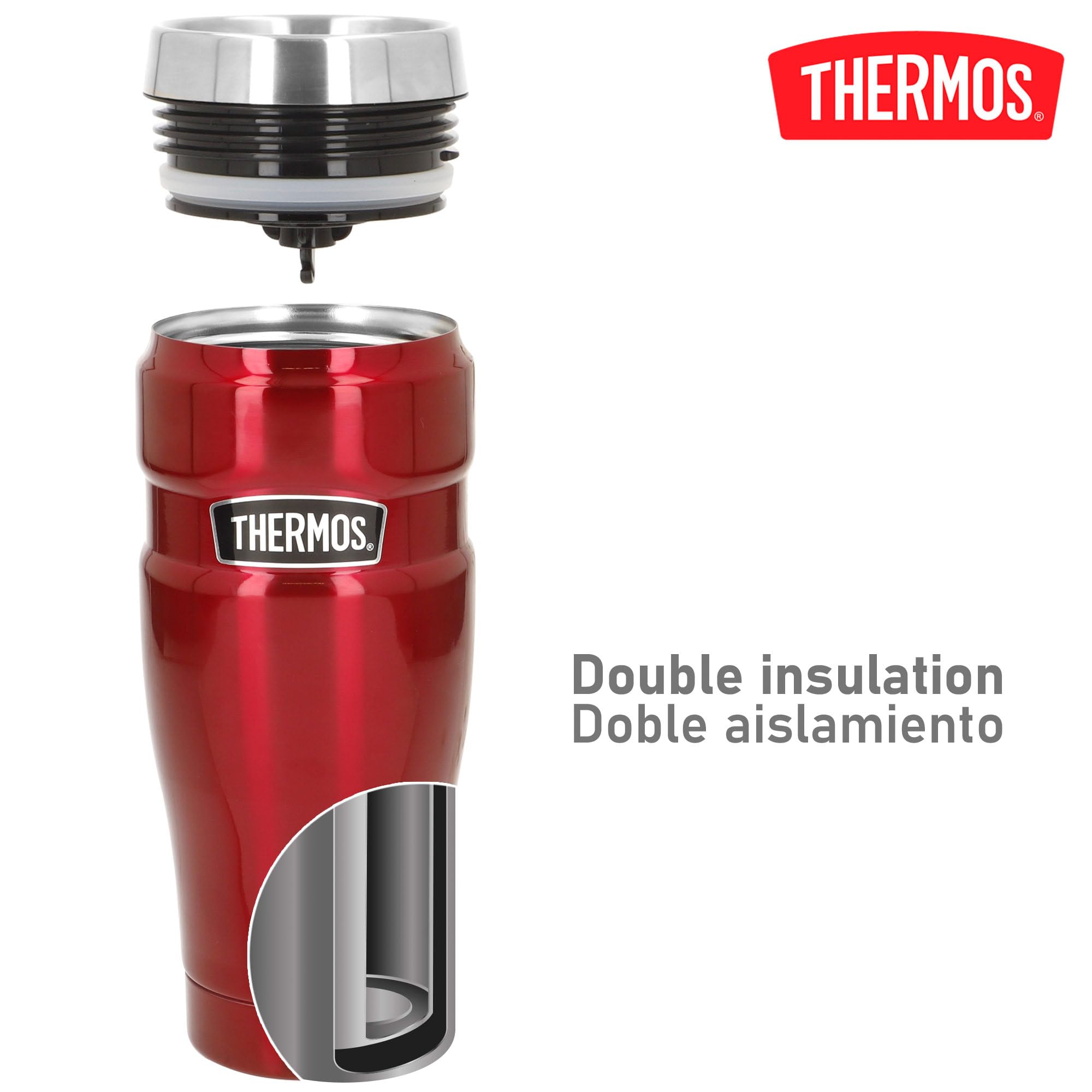 Termos 4002.248.047 - Bottiglia in Acciaio Inossidabile, 0,47 l, Acciaio, Cranberry, 8,4 x 8,4 x 19,8 cm