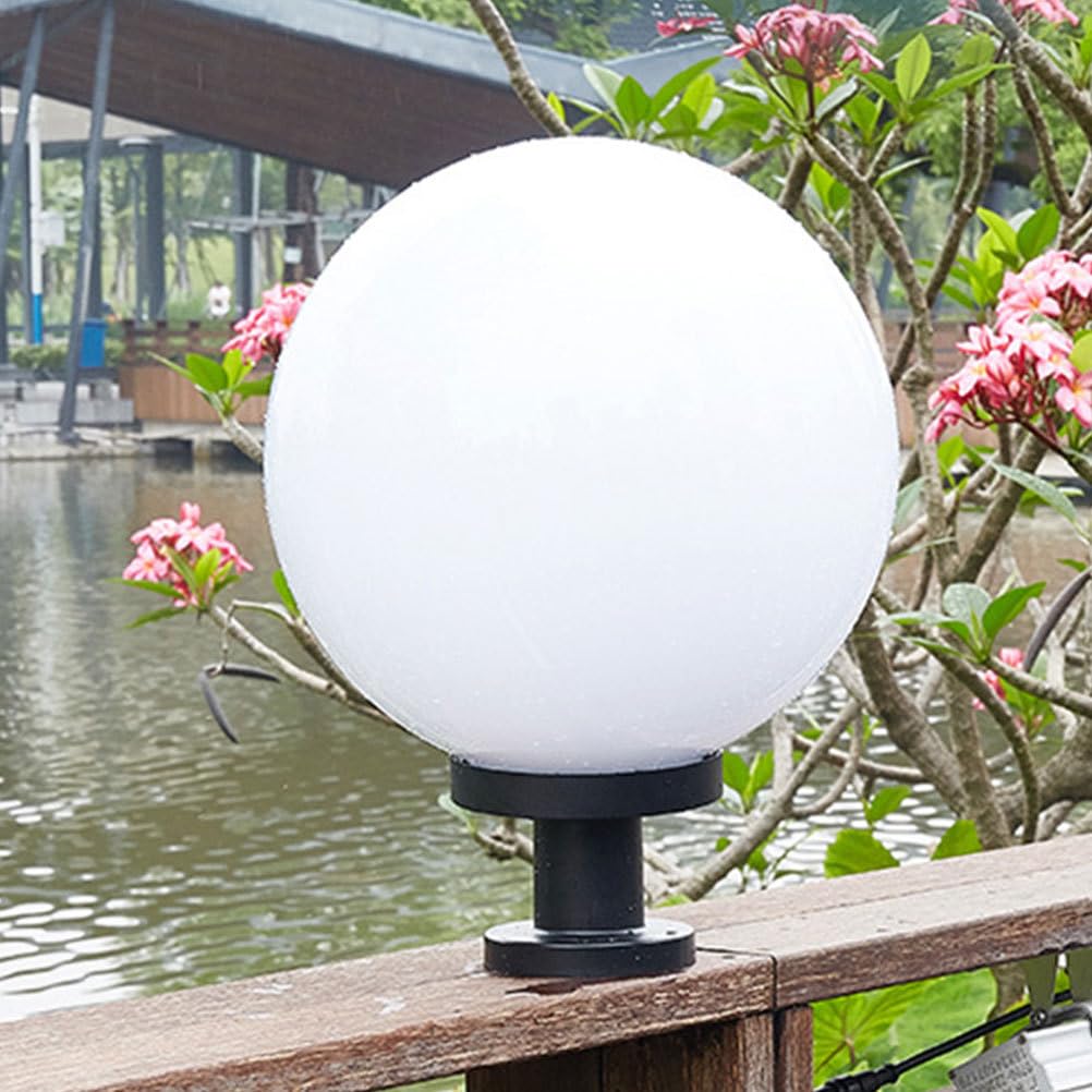 SHERCHPRY Lámpara De Poste Para Exteriores Bola Acrílica 9.64 Pulgadas Luz De Patio Jardín Iluminación De Columna Exterior