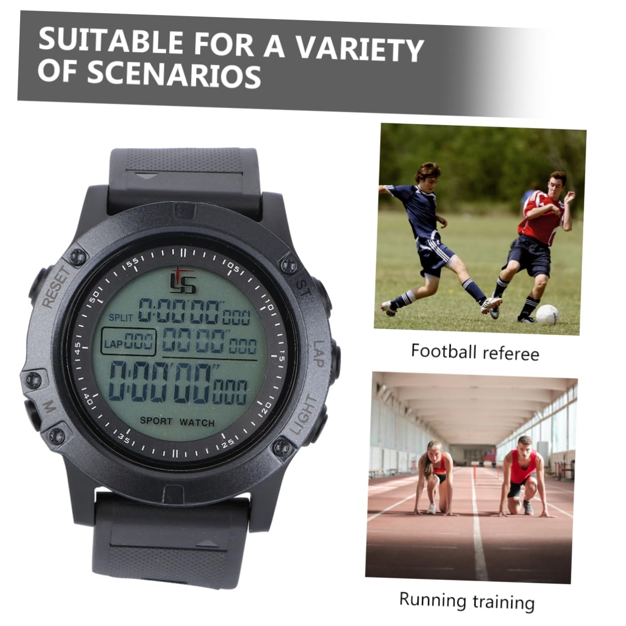 Sosoport Multifunction Soccer Referee Stopwatch Accurate Timer for Sports Games Lightweight Design Countdown Feature for Athletes Black